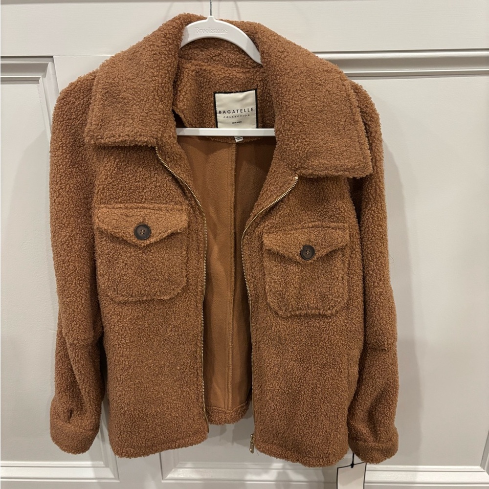 Cozy Brown Teddy Jacket - Size Medium NWT (runs a little big)